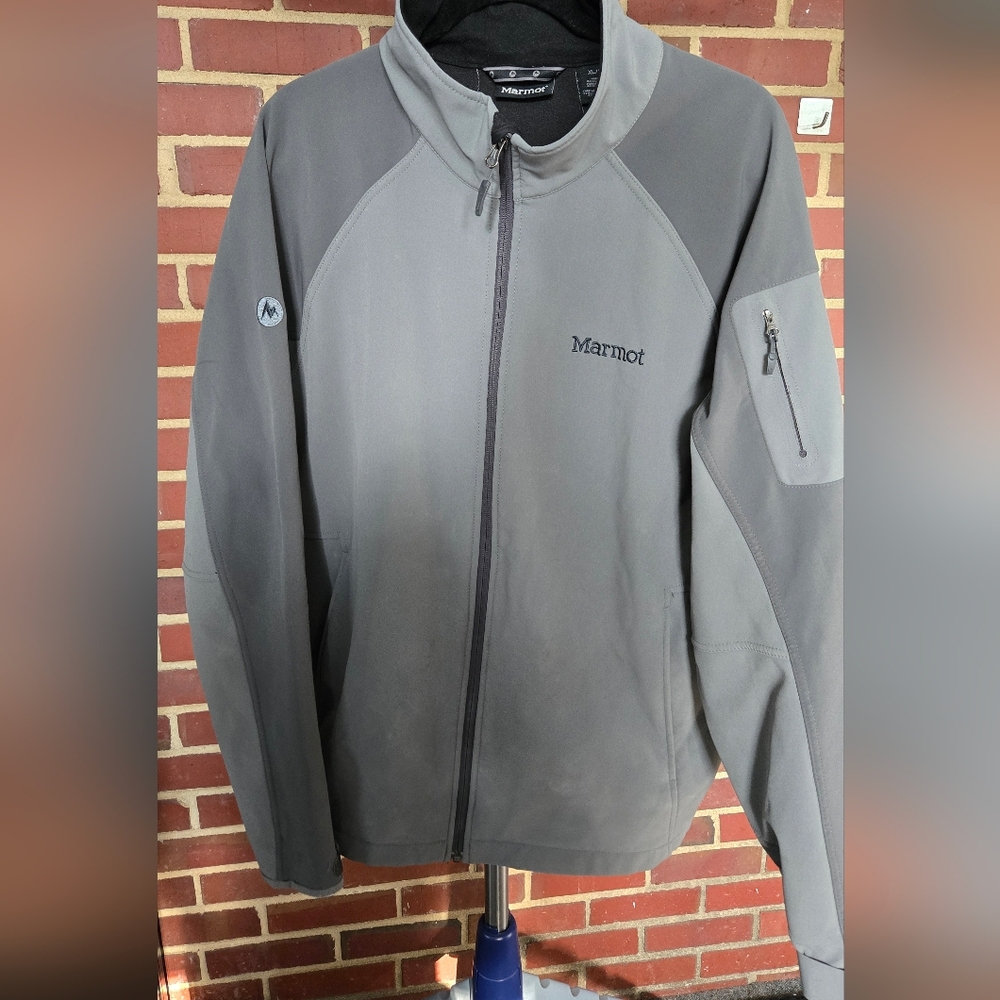 Marmot Men’s XL Gray Softshell Fleece Lined Outdoor Jacket‎ READ Flaw Outdoor